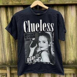 Clueless Movie Graphic Tee Black Cher Horowitz As If Shirt Women Large 90s Y2K
